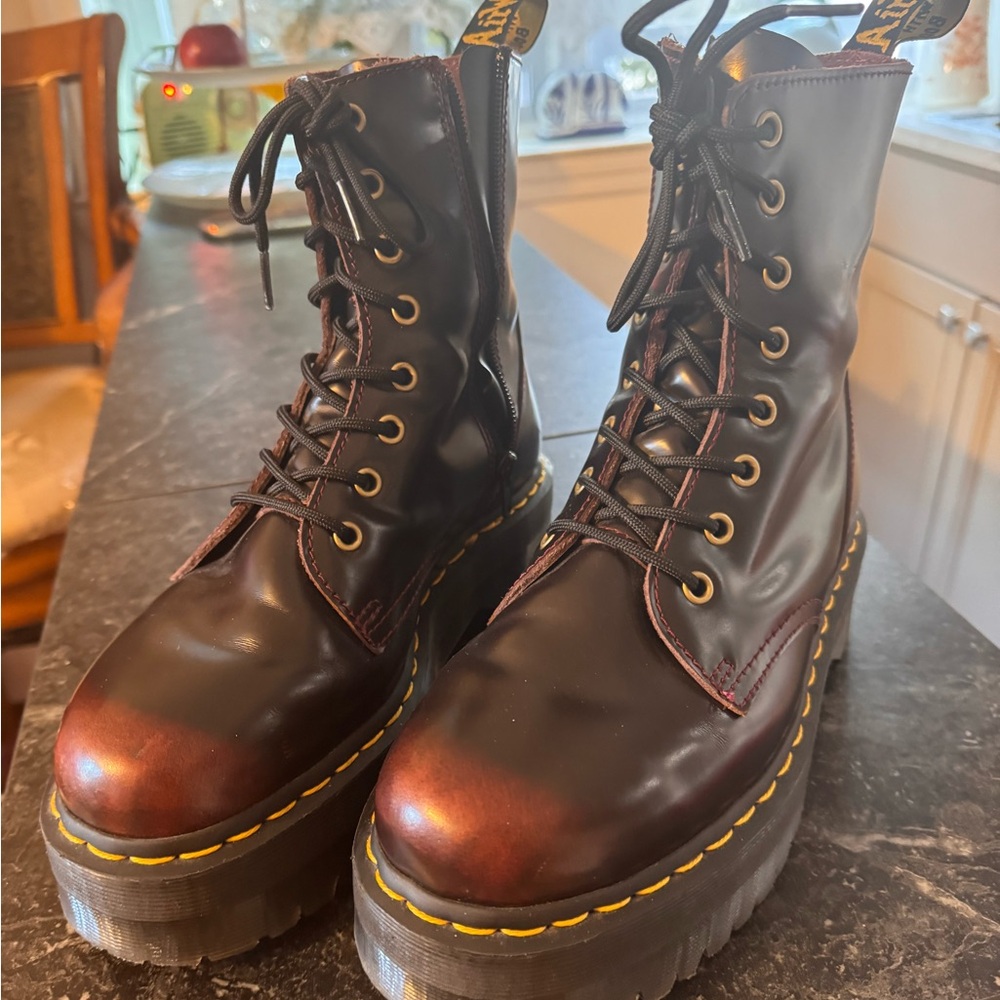 Dr. Martens Women's Cherry Red Leather Combat Boots